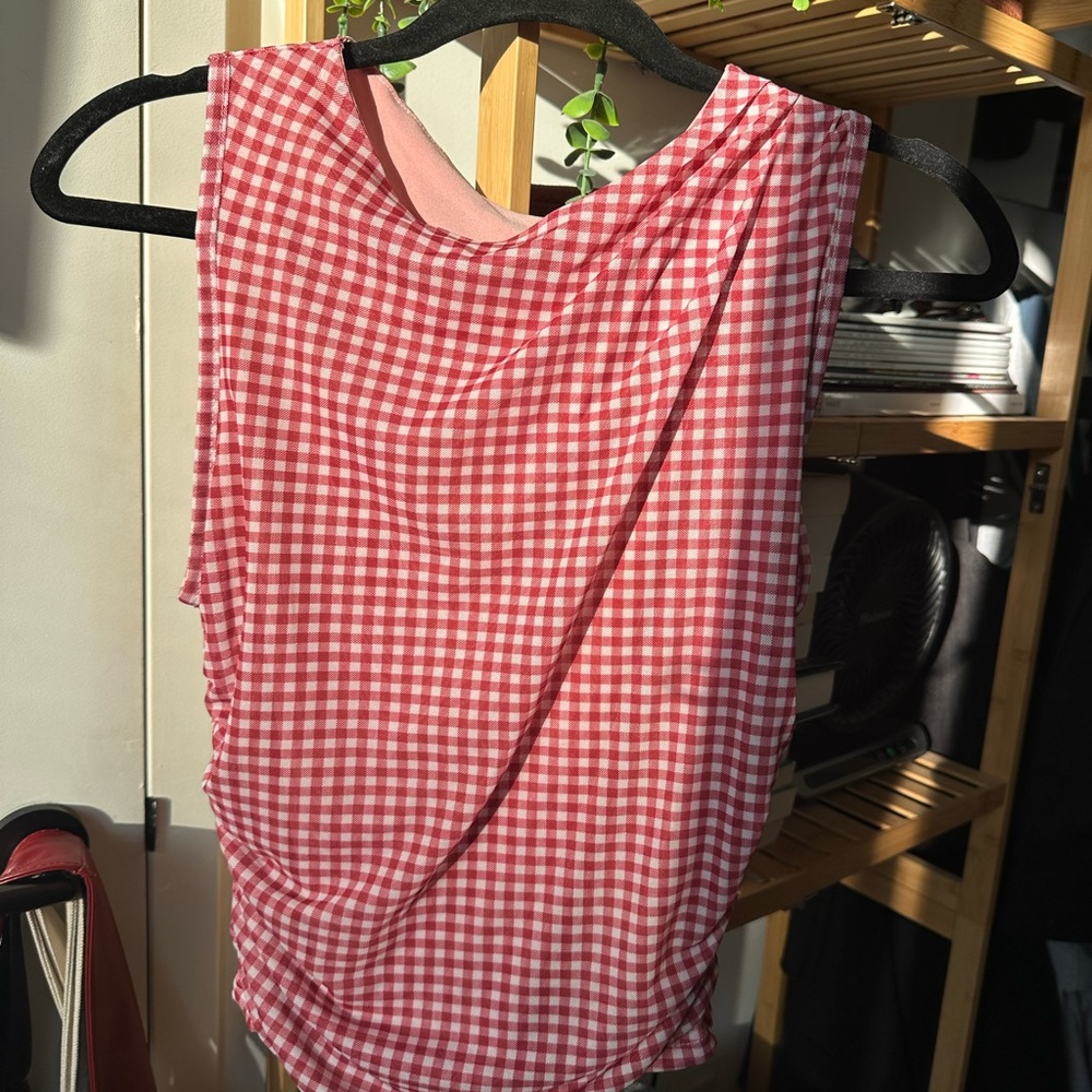 Cider Gingham rouched tank top
